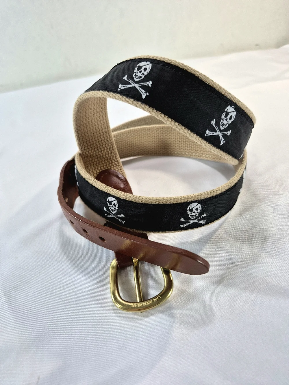 NWOT Leather Man Ltd Jolly Roger Skull & Crossbones Belt  Size 42 Pirate Coastal